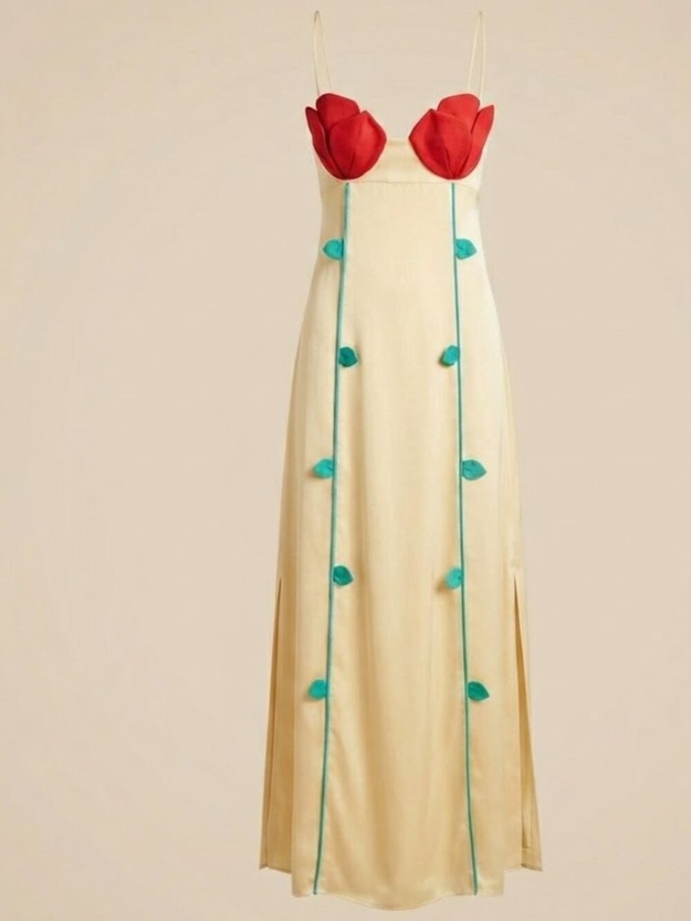 FARM Rio Rose Detailed Sleeveless Satin Maxi Dress Size Small NWT - Picture 2 of 10